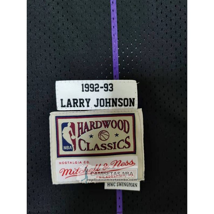 Camiseta Charlotte Hornets Larry Johnson NO 2 Mitchell & Ness 1992-93 Negro